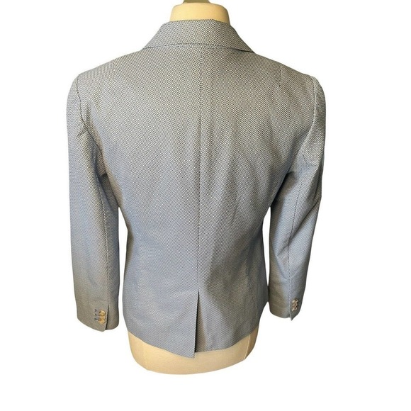 TALBOTS Blue Blazer Jacket Tiny Pattern Single Button Structured Womens Medium 8 - Picture 5 of 10